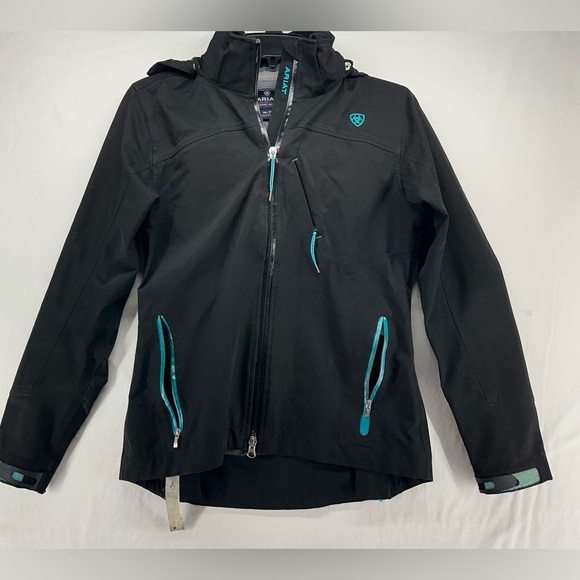Ariat Womens Logo Softshell Jacket Black Teal Accent Size XS - Flawed - Picture 2 of 13
